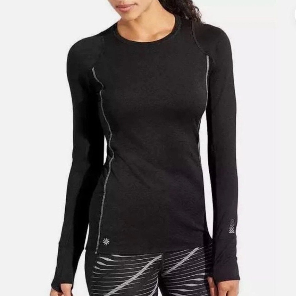 Athleta Size XS Heat Zone Long Sleeve Reflective Shirt Black Athletic Workout